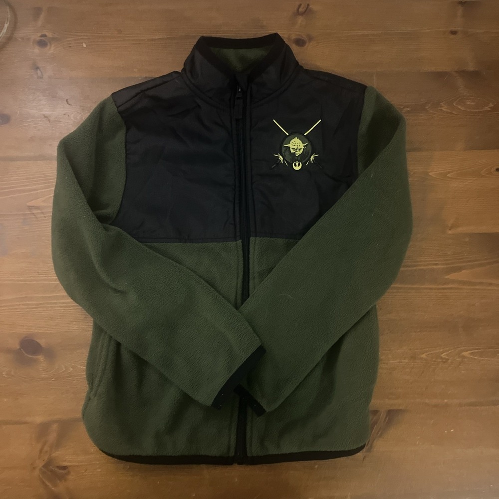 Disney Store Yoda Fleece Jacket Star Wars Green 7/8